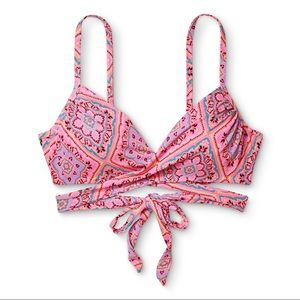 NWT Shade & Shore Lift Wrap Bikini Top Pink Tribal